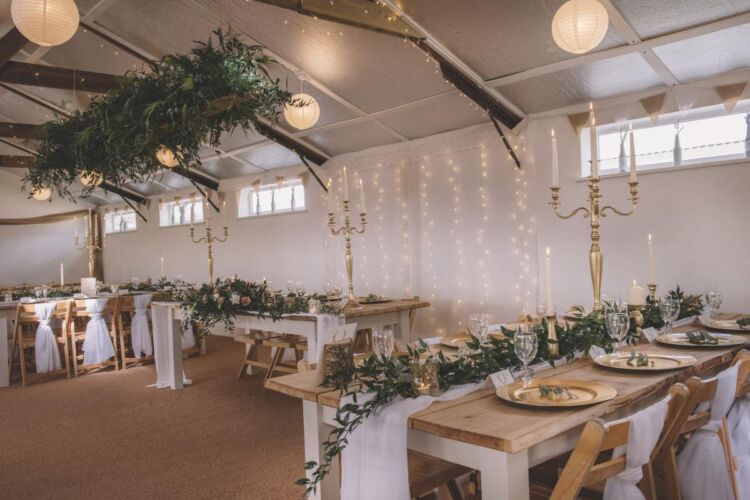 Plank top table with painted legs